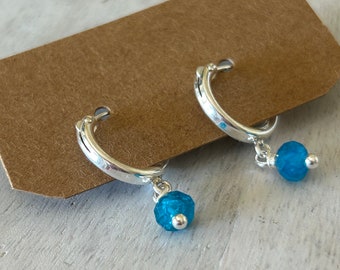 Apatite and Sterling Small Hoop Earrings