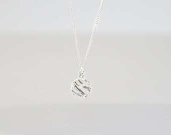 Shore Pendant Necklace, Handmade Sterling Silver Pendant, Organic Minimalist Jewelry, Textured Silver Necklace