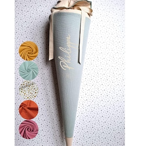 School cone, daycare cone, candy cone, kindergarten cone made of muslin - 35/50/70 cm