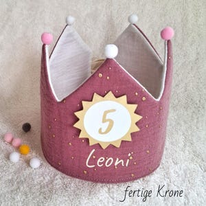 Birthday crown, fabric crown muslin, cotton, birthday gift / ready-made crowns