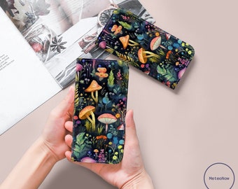 Mushroom heart Wallet Case for iPhone 14 13 12 Pro Max X XS SE for Samsung Galaxy S23 S22 S21 S20 Plus Ultra Google Pixel 6a 6 5 Card Holder