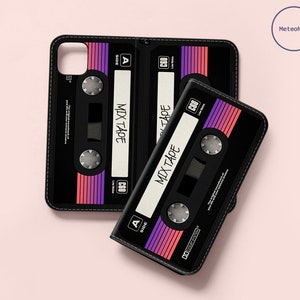 Cassette tape Wallet Case for iPhone 14 13 12 Pro Max X XS SE for Samsung Galaxy S22 S21 S20 S10 Plus Ultra Google Pixel 6a 6 5 Card Holder