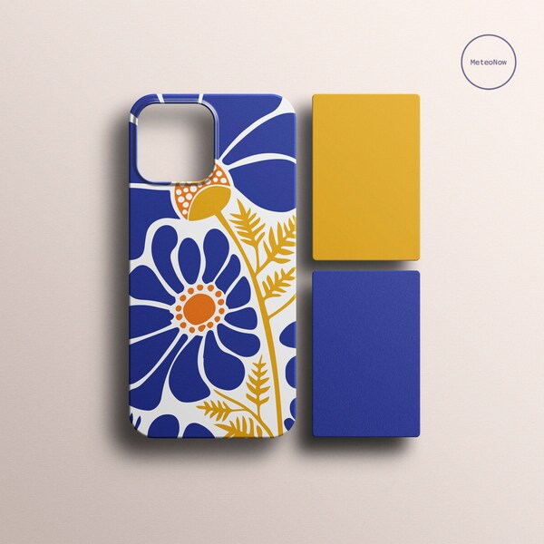 Coque florale bleue et jaune Pixel 7a 7 6a 6 Coque Google Pixel 5 Coque OnePlus 6t 7 8 pro 7t Coque Google Pixel 3a XL Pixel pixel 4 Pixel