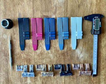Correas de alta gama de 20/21/22 mm / Para IWC y otros relojes / Caucho / Máxima calidad / Cierre desplegable o hebilla de pasador