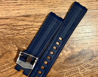Uhrenarmband Kautschuk Blau für Omega Seamaster 300 Bogenende