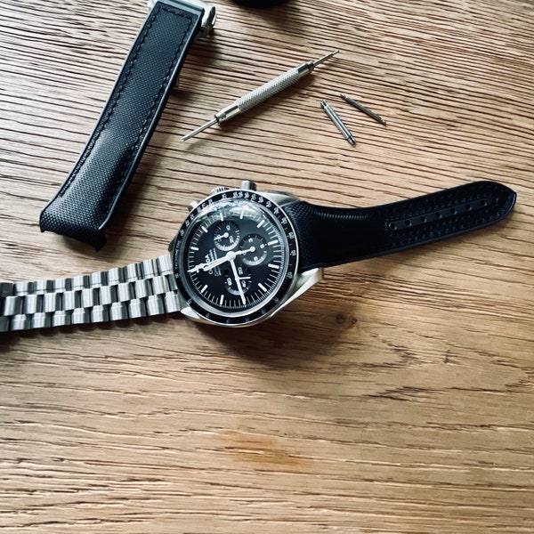For Speedmaster Omega Rubber 20mm Black Strap for/compatible with OMEGA Watches New FREE UK Postage!