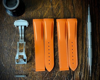 Correa de caucho naranja para relojes Omega: Seamaster, Speedmaster - 20/22 mm