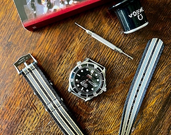 Correa de reloj NTTD 007 Style TITANIO + nailon: Correa Omega de 19 mm/20 mm con cierre de seguridad