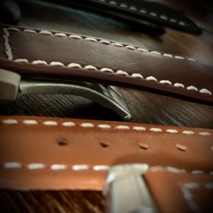Omega Compatible Matte Leather Watch Strap with Deployment Clasp - 20mm