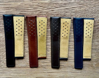 Premium Leather Tropical Racing Straps 20 - 24 mm | For Tag Heuer and ALL Other Watches | Highest Quality | Deployment Clasp