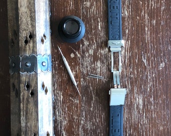 Correa de reloj de caucho negro: correa de 22 mm compatible con Breitling con cierre de acero