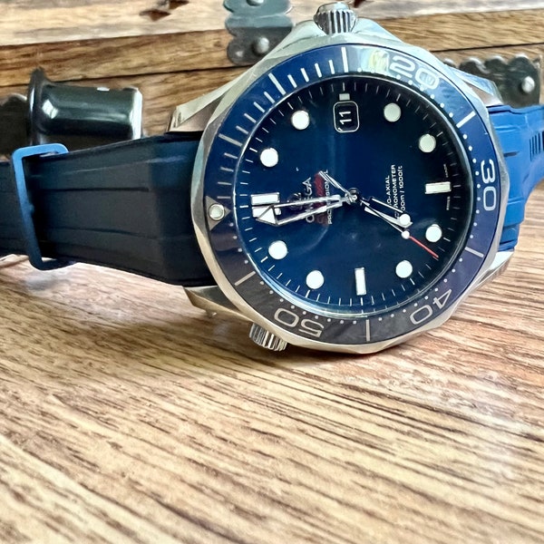The HIGHEST quality strap for Omega Seamaster 300 BLUE Rubber Strap 20 mm New Top Quality The Best On The Market for 100!