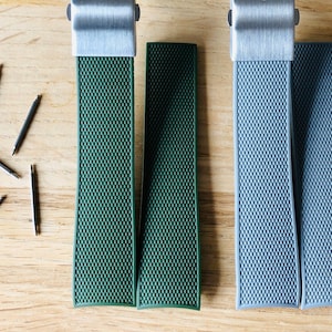 21mm Rubber Watch Strap for Longines Conquest: Grey or Green