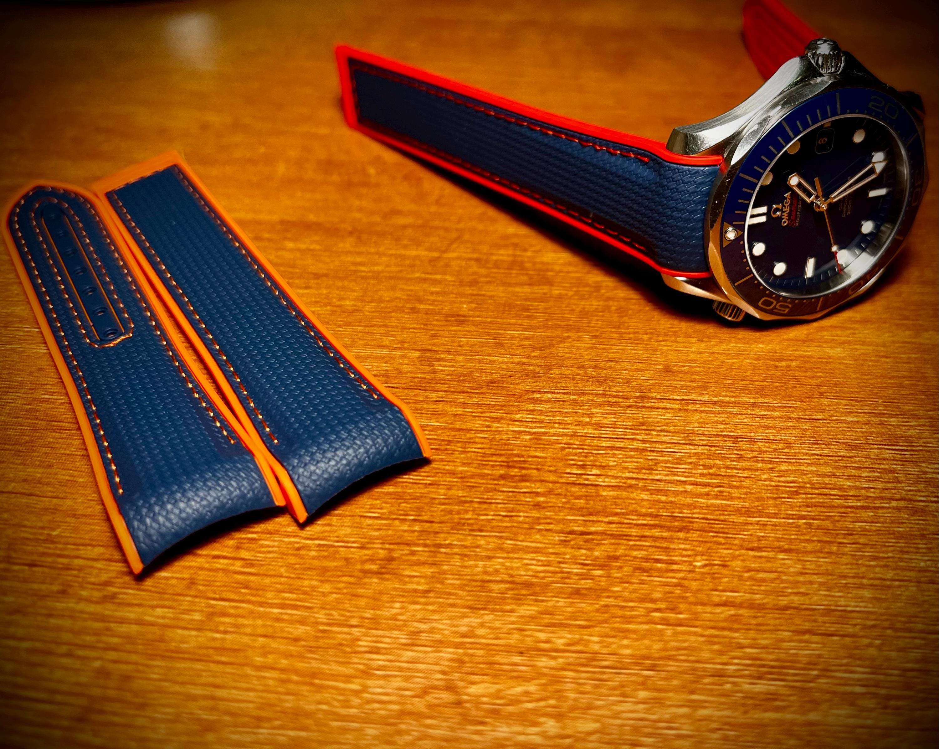 High Quality for Omega BLUE Rubber Strap 20 Mm Deployment Clasp