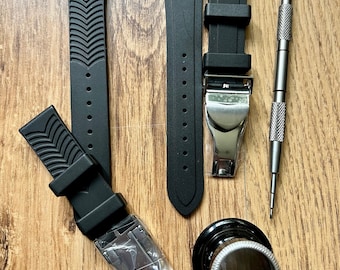 Compatible con/para relojes Tudor Tudor / Correa/banda de caucho NEGRA de 20 mm o 22 mm / Extremos RECTO