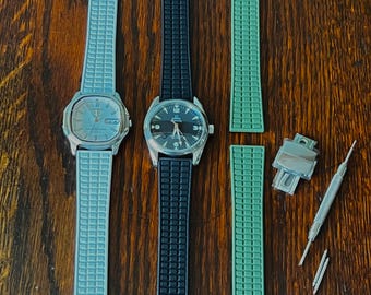 Correa de reloj VildBoys Tropical Style de caucho FKM de 19 mm - Verde/Negro/Blanco