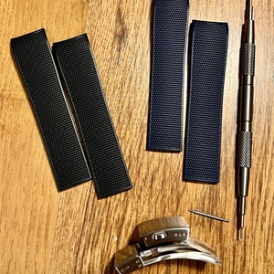 21mm Curved End Rubber Strap for Longines Conquest - Black or Blue