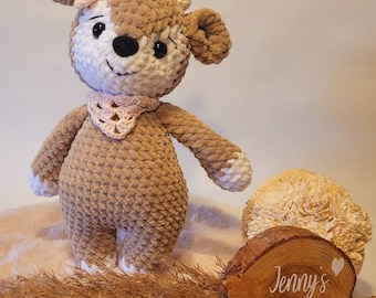 Gehäkeltes Reh, Spieluhr, Amigurumi, Kuscheltier, handgefertigt, Geschenk, Geburt, Geburtstag, Baby, Bambi, Reh Rita, Leamigurumi