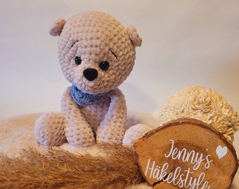 Crocheted teddy, teddy, teddy bear, amigurumi, cuddly toy, handmade, gift, birth, birthday, bear, bear Micha, Leamigurumi, birth