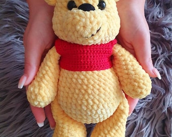 Winnie Pooh au crochet, boîte à musique, amigurumi, peluche, fait main, cadeau, naissance, anniversaire, bébé, Pooh