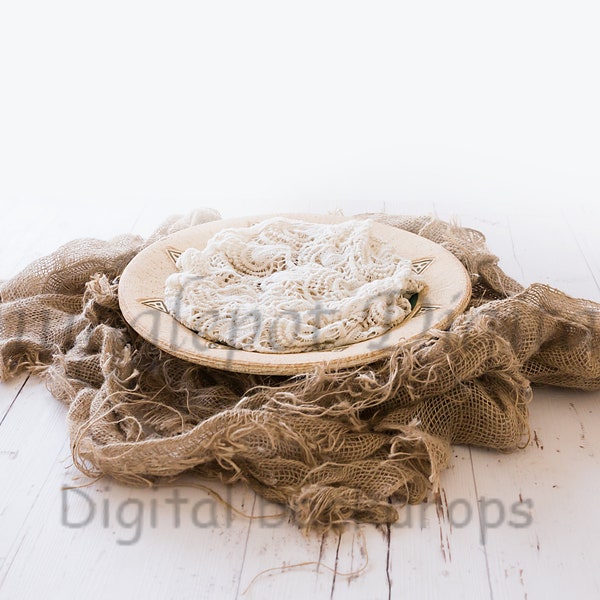 newborn digital background, newborn digital backdrop, burlap, Hession, bowl, lace,wooden floor, boy, girl