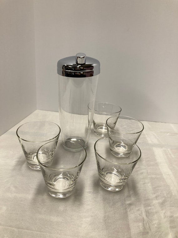 Vintage Martini Set Shaker with 5 glasses Etsy
