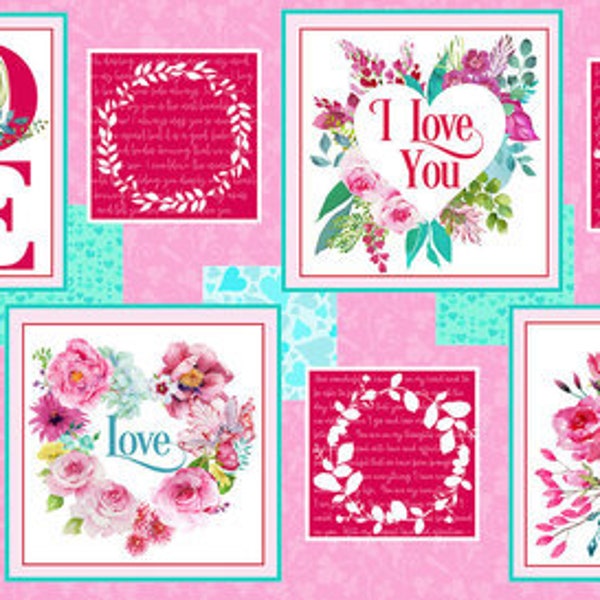 Love Letters Valentine Blocks Pink/Red by Henry Glass