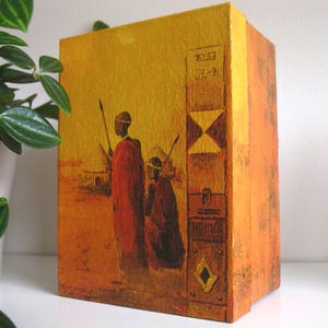 Dekorative Geschenkbox Aufbewahrungsbox AFRIKA Schachtel aus stabilem Pappkarton in Serviettentechnik