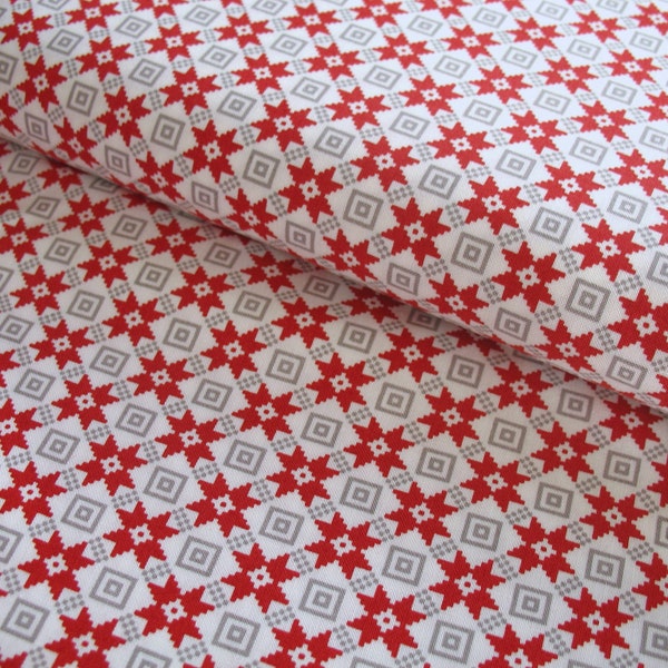 Moda Fabrics Christmas Morning Bright Star Quilt Block Snow Weihnachtsstoff