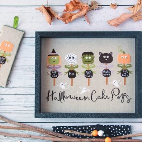 Stickvorlage "Halloween Cake Pops" Mme. Chantilly Kreuzstich