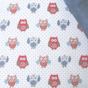 O.B.O Eulenstoff "Single Owls" rot/blau