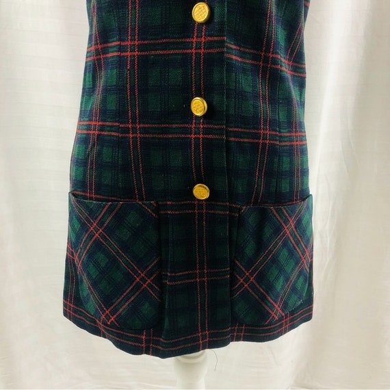 Vintage 70s Green Plaid Long Vest by Act III Poly… - image 5