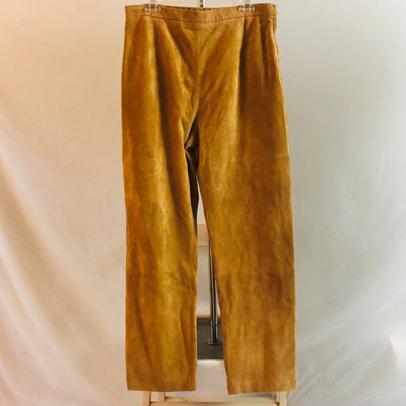 Vintage Terry Lewis Tan Suede Leather Pants 32” w… - image 1