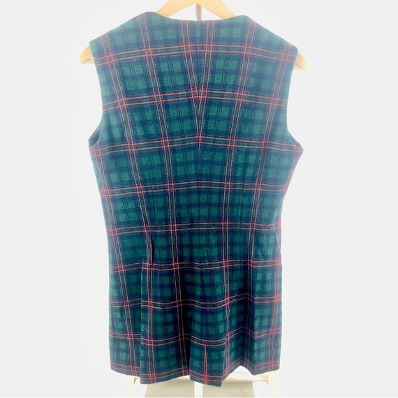 Vintage 70s Green Plaid Long Vest by Act III Poly… - image 3