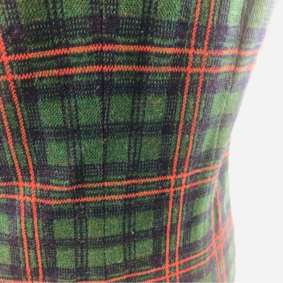 Vintage 70s Green Plaid Long Vest by Act III Poly… - image 7