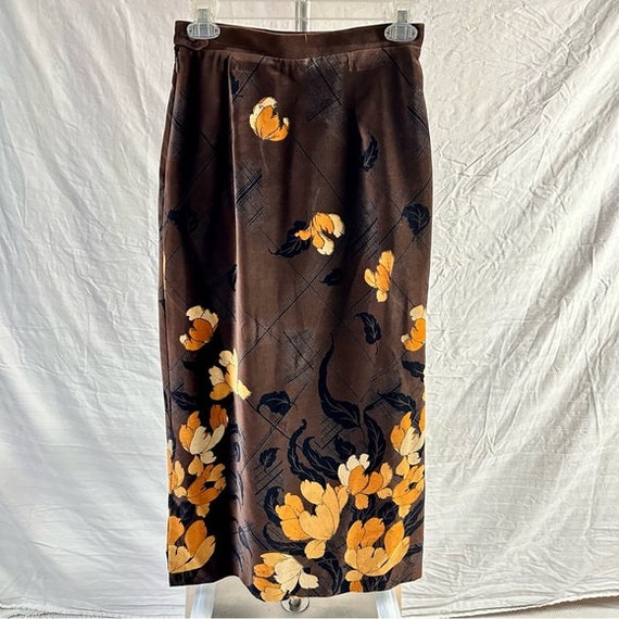 Vintage Brown Velvet Midi Maxi Skirt by Tan Jay C… - image 1