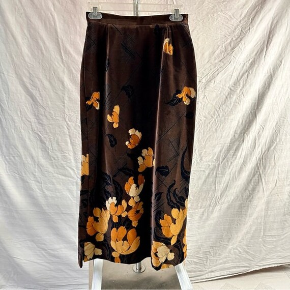 Vintage Brown Velvet Midi Maxi Skirt by Tan Jay C… - image 8