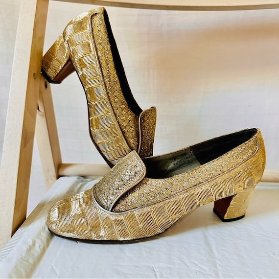 Vintage 60s I. Miller Gold Shoes Size 7 B Leather Soles Fabulous Etsy UK