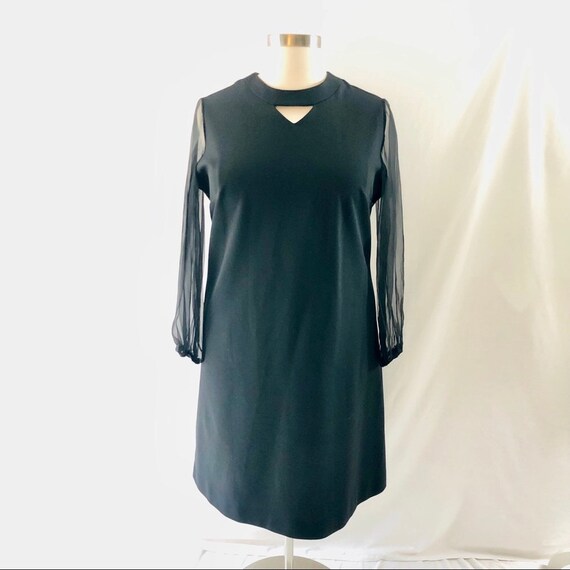 Vintage 60s Volup Black Dress Sheer Long Sleeves … - image 8