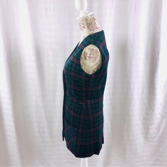 Vintage 70s Green Plaid Long Vest by Act III Poly… - image 6