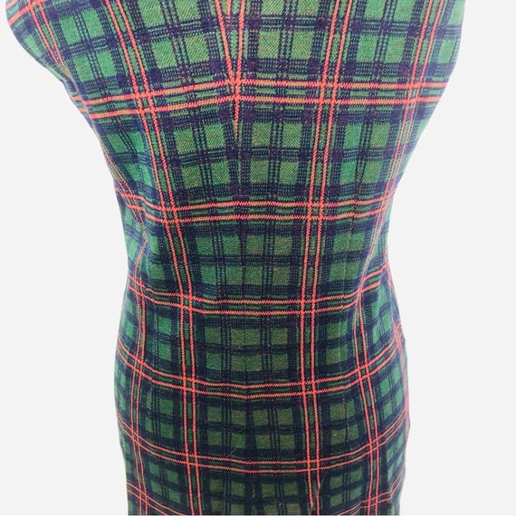 Vintage 70s Green Plaid Long Vest by Act III Poly… - image 8