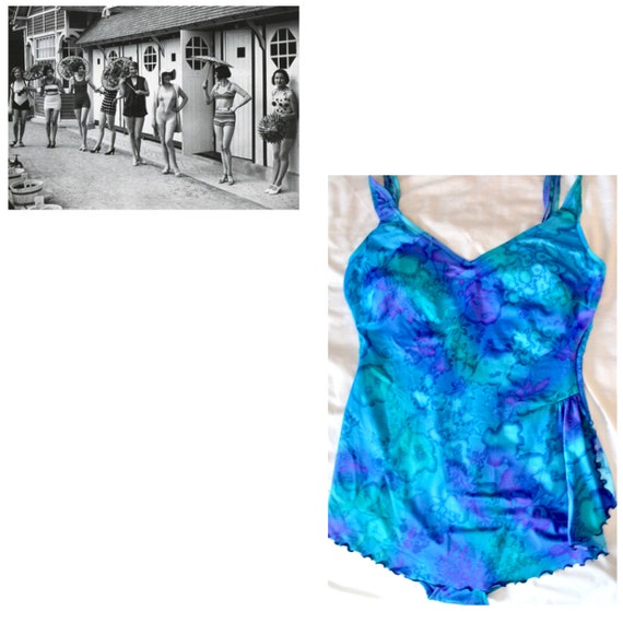 Vintage Cabana Clothes Union Made Swimsuit Blue O… - image 1