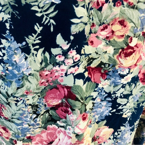 Vintage 80s Blue Floral Blouse Meryl Fashions USA… - image 2