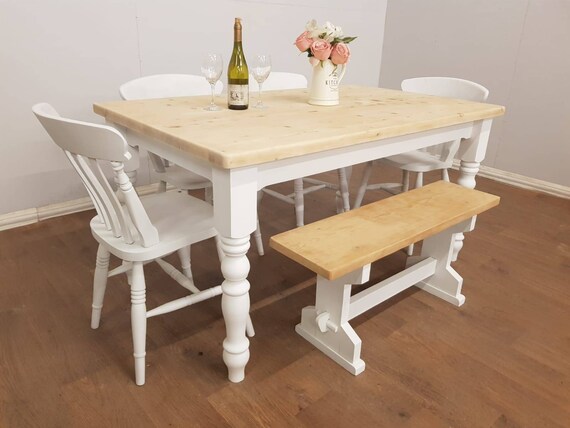 Stunning Shabby Chic Table Chairs And Gorgeous Bench Etsy
