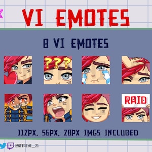VI Twitch Cute Chibi Emotes Instant Download 112px 56px 28px Included Ready to Use