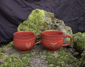 Set of 2 heart cups, red each approx. 350ml (No.94)