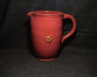 Pitcher, red with heart, hand-turned (Nr148)