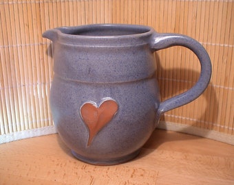 Pitcher, blue with heart, hand-turned (Nr147)