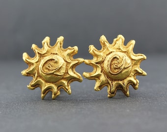 CHRISTIAN LACROIX – Vintage Golden Sun Earrings with Logo