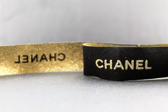 CHANEL Black & Gold Ribbon NEW Chanel Holiday Gift Wrap Ribbon Gold Black 0.75 main image 4